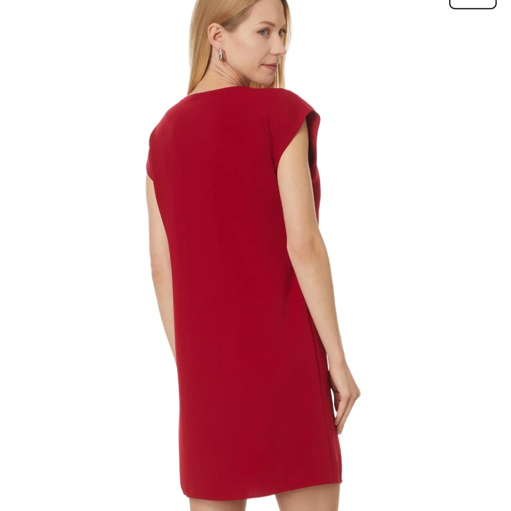 Trina Turk Zula Double Georgette Pleated V-Neck Cap Sleeve Shift Dress - Picture 4 of 14